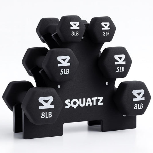 Neoprene Dumbbell Set with Stand - SQDBT30BK